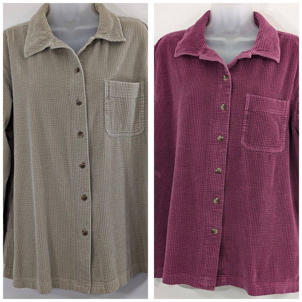 LL BEAN Large Wide Wale Courdoroy Shirt/Shackets (2) Fall Favorite Identical
